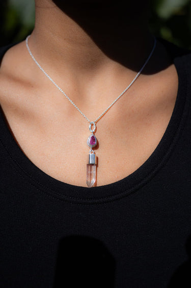 Clear Quartz and Pink Tourmaline Necklace